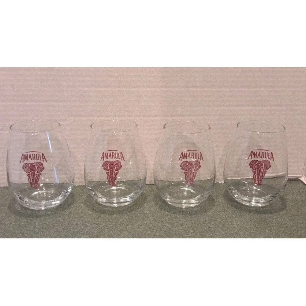 Amarula Liqueur Glasses Red Elephant Logo Barware Set of 4 glasses (Multiples)